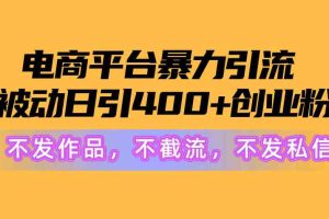 (10168期)电商平台暴力引流,被动日引400+创业粉不发作品,不截流,不发私信