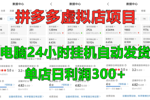 拼多多虚拟店铺项目,电脑挂机自动发货,单店日利润300+