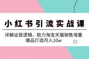 小红书引流实战课:详解运营逻辑,助力淘宝天猫销售增量,爆品打造月入10w