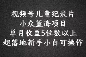 2024蓝海项目视频号儿童纪录片科普，单月收益5位数以上，新手小白可操作【揭秘】