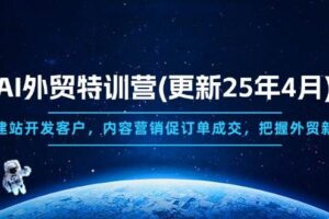 (14455期)AI外贸特训营(更新25年4月),快速建站开发客户,内容营销促订单成交,…