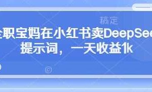 全职宝妈在小红书卖DeepSeek提示词，一天收益1k