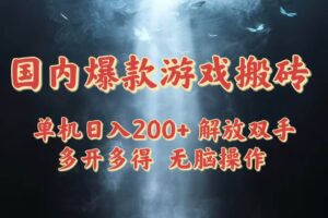 （14659期）国内爆款游戏搬砖，单机日入200+，长期稳定，多开多得，无脑操作