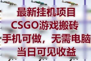 最新挂G项目，CSGO游戏搬砖，手机可做，无需电脑，当日见收益【揭秘】