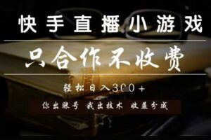 快手直播小游戏，只合作不收费，你出账号我出技术， 分润模式【揭秘】