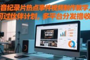 抖音纪录片热点事件视频制作教学，可过伙伴计划，多平台分发撸收益