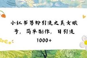 小红书男粉引流项目之美女账号6，简单制作，条条爆款原创，不违规