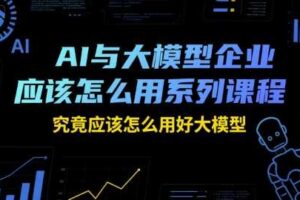 AI与大模型企业应该怎么用系列课程，究竟应该怎么用好大模型