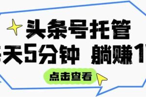 (15453期)【头条号托管 】我提供视频和文章,你每天5分钟发布,月入3000-5000+,…