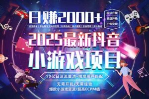 (15463期)抖音小游戏,日赚2000+2025最火赛道