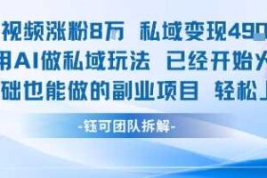 单条视频私域变现4.9k+利用AI做私域玩法 已经开始火热0基础也能做的副业项目轻松上手