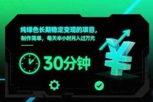 纯绿色长期稳定变现的项目，制作简单，每天半小时月入过1W