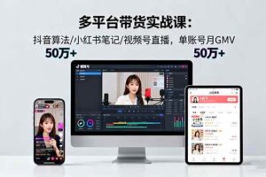 （16254期）多平台带货实战课18.0：抖音算法/小红书笔记/视频号直播，单账号月GMV50w+