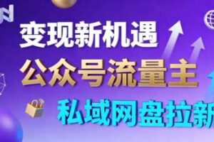 公众号流量主+私域网盘拉新,多方式变现,简单易上手,当天就有收益