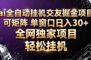 AI全自动聊天交友掘金项目,批量可矩阵,单窗口收益轻松30+【揭秘】