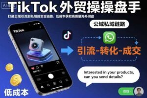 TikTok外贸操盘手,打通公域引流到私域成交全链路,低成本获取高质量海外询盘