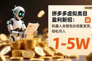 （16529期）拼多多虚拟类目盈利新招：机器人全程包办回复发货，轻松月入 1-5W