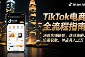(16524期)TikTok电商全流程指南,涵盖店铺搭建、选品策略、流量获取,单店月入过万