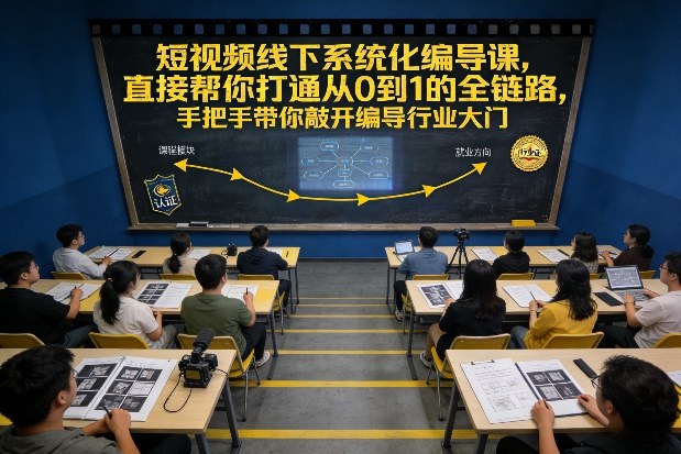 短视频线下系统化编导课，直接帮你打通从0到1的全链路，手把手带你敲开编导行业大门