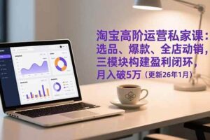 （17080期）淘宝高阶运营私家课：选品、爆款、全店动销，三模块构建盈利闭环，月入破5万（更新26年1月）