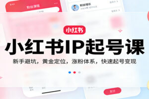 小红书IP起号课：新手避坑，黄金定位，涨粉体系，快速起号变现