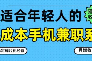 零成本手机兼职系列，长期稳定碎片化经营，月增收3000+